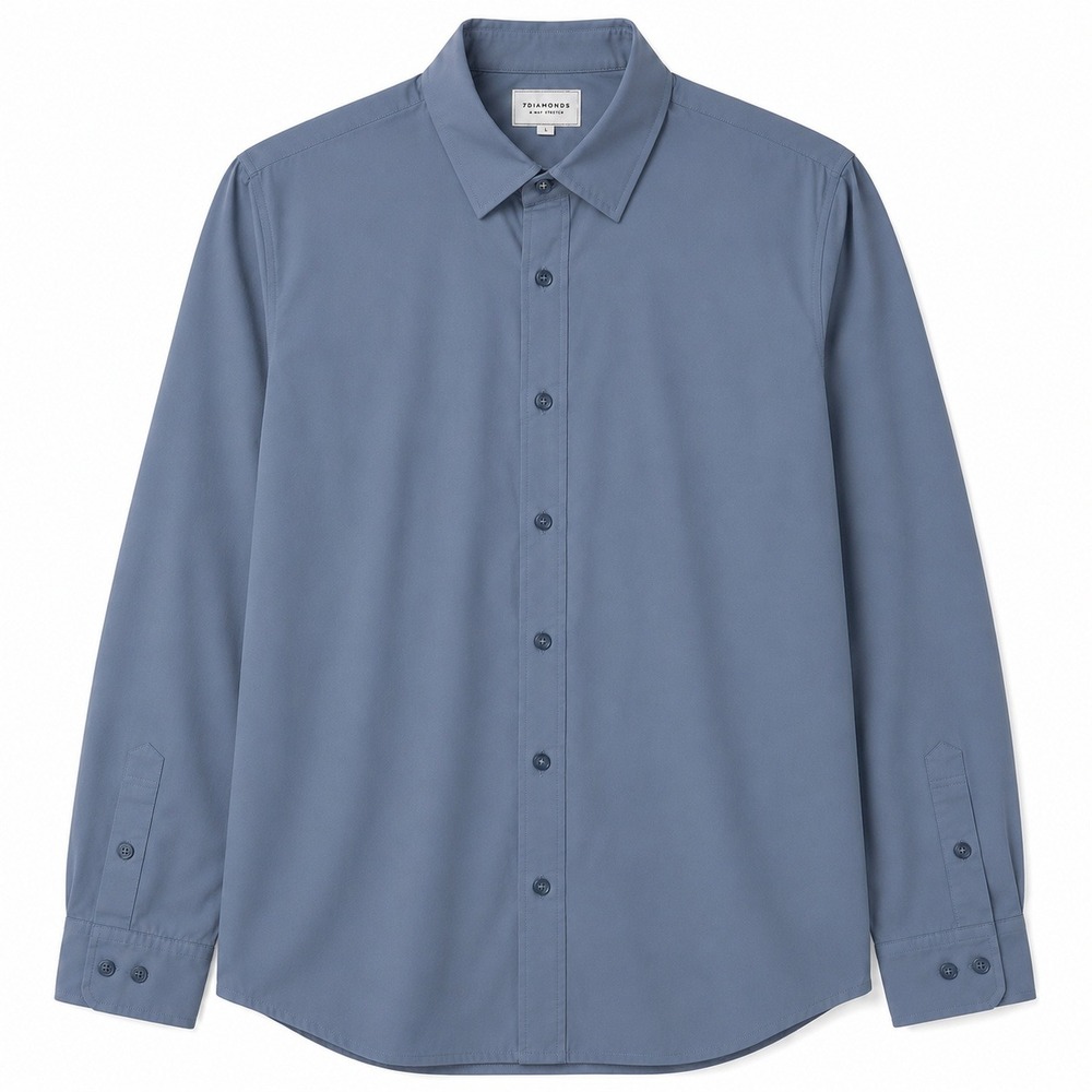 7 Diamonds 4 Way Stretch Liberty Shirt Mens Large Blue Long Sleeve Button Up